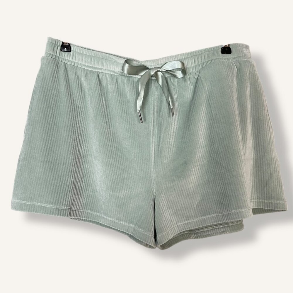 Jaclyn New York Lounge Shorts Pale Green Sleep Velour Stretch Waistband Size XL